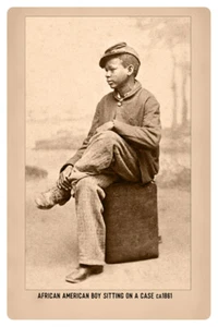 AFRICAN AMERICAN BOY CIVIL WAR UNION VINTAGE RP Cabinet Card PHOTOGRAPH - Picture 1 of 1
