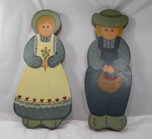 HOLZ VINTAGE LÄNDLICH KLASSISCH WANDBILD BAUER UND FRAU - Bild 1 von 7