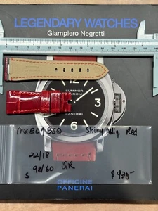 Panerai OEM Strap 22/18 QR 98/60 Short Allig Red Shiny - Picture 1 of 3