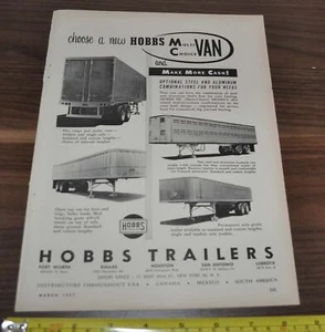 Anuncio de camión Hobbs 1957 remolque - Imagen 1 de 1