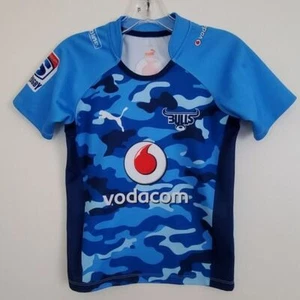 PUMA Rugby South African Vodacom Bulls Camo Blue Athletic Top YL - Picture 1 of 8