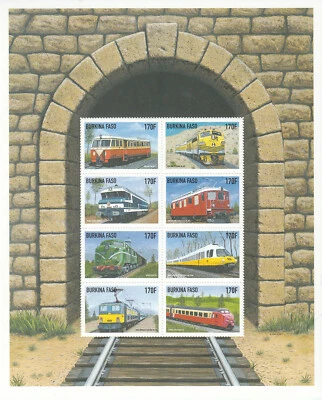 Burkina Faso No 1121-22 MNH 1998 2 полных листа железнодорожные поезда - Изображение 1 из 2