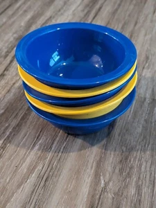 Vintage Vollrath Schüsseln Blau & Gelb Kunststoff Eisbecher 5er Set Hergestellt in den USA - Bild 1 von 12
