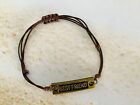 Best Friend Adjustable Brown Cord Bronze Word Connector Friendship Bracelet  