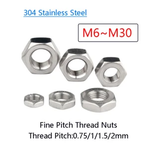 Tuercas hexagonales delgadas rosca de paso fino tuerca hexagonal métrica M6 ~ M30 para sujetadores tornillos - Imagen 1 de 27