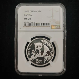 1993 China 5 Yuan 1/2oz Panda Silver Coin NGC MS70 - Picture 1 of 2