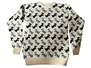 M Vtg 60s Shetland Wool Scottish Sweater Scottie Dogs Glenugie Scotland - Picture 1 of 10