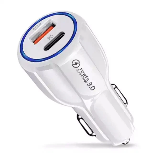Fast Car Charger White 2 Port Type C And PD - Image 1 of 4