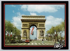 Paris Arc de Triomphe Champs-Élysées Street Scene Vintage Postcard - Picture 1 of 2