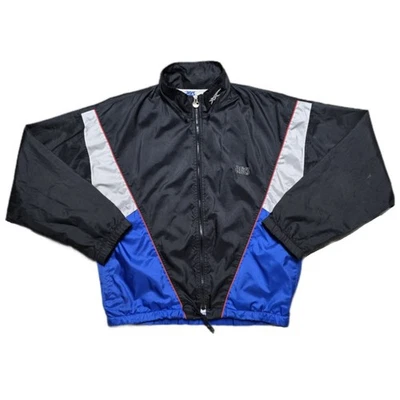 Vintage Asics Lined Windbreaker 90’s Black Blue Trim Mens Large - Image 1 of 4