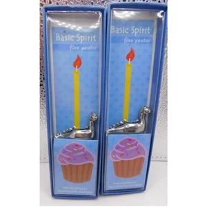 Set 2 portacandele compleanno dinosauro in peltro fine Basic Spirit - Foto 1 di 2