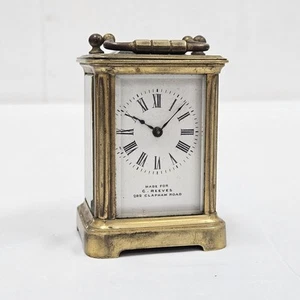 Antique Miniature French Brass Key Wind Carriage Clock Brevete S.G.D.G Rare - Picture 1 of 15