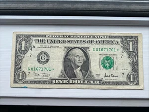 2001 $1 One Dollar *STAR NOTE* Bank Note USA Us Circulated: G Prefix Paper Bill - Picture 1 of 3