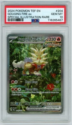 Gouging Fire ex Special Illustration Rare PSA 10 GEM MT 2024 Pokemon TEF #204 - Image 1 of 2