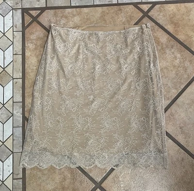 Falda Vintage Guess Elegante Encaje Superpuesto Tostado Vieira Dobladillo Talla 12 Foto 1 de 4