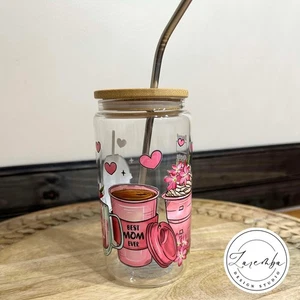 Best Mom Ever Libbey Cup Kirschblüte Bierdose Glas 16 oz Sipper Glas - Bild 1 von 9