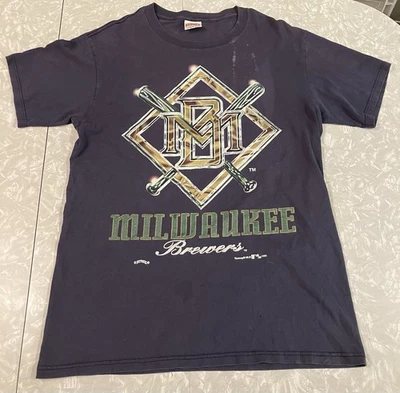 Milwaukee Brewers T Shirt Vintage, Men’s Large, Nutmeg, 90s - Image 1 of 4