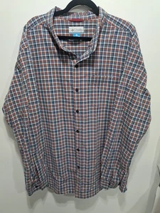 Columbia Shirt Mens 3XL Blue/Red Plaid Long Sleeve Button Up Cotton  EUC - Picture 1 of 12