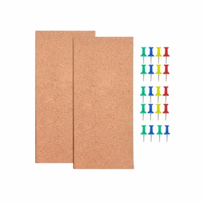 2 Pack Rectangle Cork Boards for Walls,1/2" Thick Cork Tiles with 20 Push Pin... - Image 1 of 4