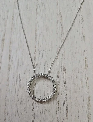 $1250 John c Rinker JCR 14k white gold topaz circle of life Pendant Necklace - Image 1 of 4