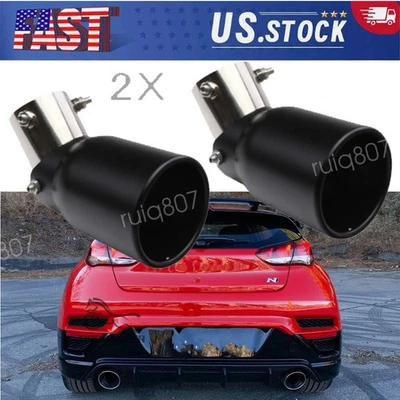 For Hyundai Veloster Black Car Exhaust Pipe Tip Tail Muffler Stainless Steel 2PC Foto 1 de 4
