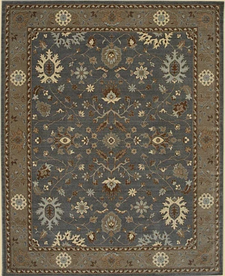EORC Modern Design Gray Oushak Floral Hand-Knotted Wool Area New Rug - Image 1 of 3