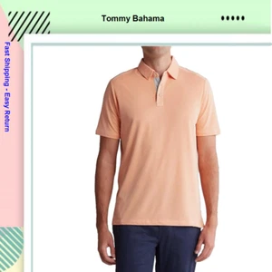 Tommy Bahama Shoreline Surf Polo Short Sleeve, Fresh Start Orange, XL - Picture 1 of 2