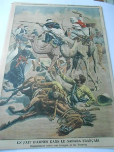 1907 Fait d'armes dans le Sahara Francais troupes touareg Illustration Gravure - Foto 1 di 1
