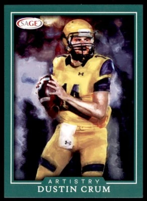 Dustin Crum 2022 SAGE HIT Artistry Rookie Card RC Green Border #ART-DC Kent - Image 1 of 2