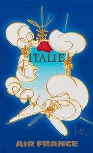 Affiche ancienne originale - Mathieu G. - Air France - Italie - Aviation - 1967 - Photo 1/4