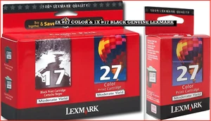 LEXMARK | 2 COLOR 1 PAQUETE COMBINADO DE TINTA NEGRA ✪NUEVO✪ 10N0595 10N0227 #27 #17 GENUINO - Imagen 1 de 7