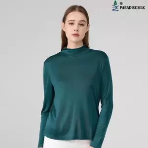 New Silk Tops Women's Mock Turtleneck Long Sleeve Solid Loose Bottoming Shirt - Picture 1 of 11