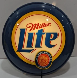 1999 Miller Lite Beer Round Bubble 3D Pub One Sided Lighted Sign 15.5" - Picture 1 of 5