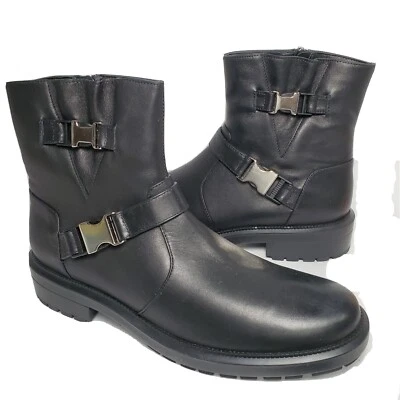 Aquatalia Italy Women ankle boots bootie Low Heels Lillie black leather 10.5 new - Image 1 of 4