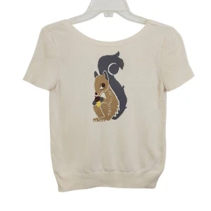 Cooperative Eichhörnchen Neuheit Strick Pullover T-Shirt Kurzarm U-Ausschnitt hinten Medium - Bild 1 von 8