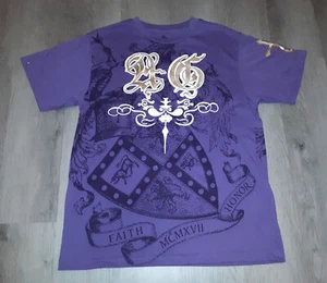 Men's Y2k Attitude Gold Crown Rhinestone Bling Purple Graphic T-Shirt Size XL - Picture 1 of 9