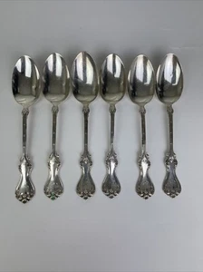 6 Antique Sterling Silver Teaspoons Pat'd Dec. 4 1900 MONOGRAMMED - Picture 1 of 22