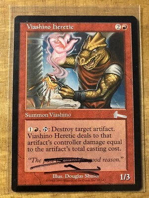 MTG✨Signed VIASHINO HERETIC✨Urza’s Legacy MINT Uncommon 1999 D. Shuler UNPLAYED - Image 1 of 2