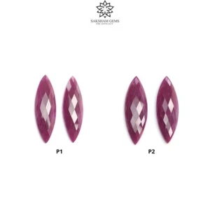Par de piedras preciosas naturales sin calentar rubí rojo marquesa corte a cuadros para hacer joyas - Imagen 1 de 10