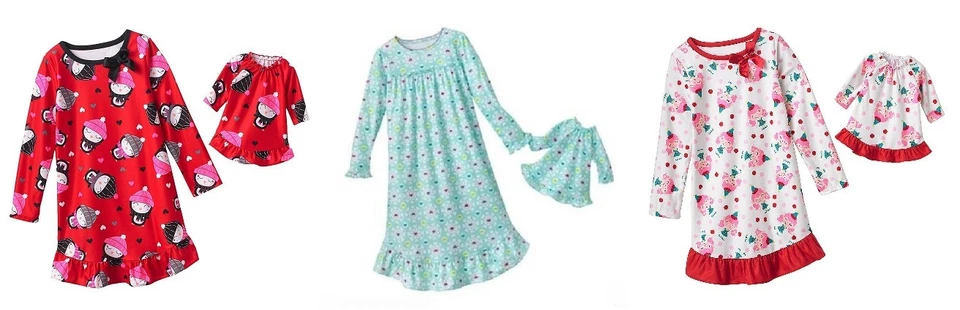 2 Piece Nightgown Pajamas With Matching Doll Outfit ~ Pick Your Size & Pattern - Image 1 of 1