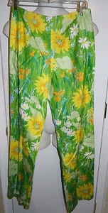 Vintage LA SHACK CESTARO Green yellow Floral Pants Size 14 - Picture 1 of 5