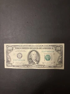 Circulated Small Head $100 bill (One Hundred Dollar Bill) - Series 1990 - Picture 1 of 2