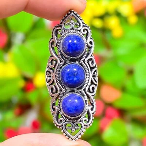 Lapis Lazuli Gemstone Handmade 925 Sterling Silver Jewelry Ring Size 7.5 p792 - Picture 1 of 5