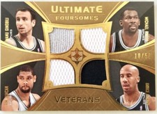 2008 UD Ultimate Foursomes Jersey Patch Gold /50 Tim Duncan Manu Ginoblil Spurs