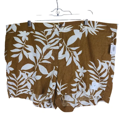 Nuevo con etiquetas Antiguo Azul Marino Mezcla de Lino Mujeres Corto Diario Talla 20 Plus Floral Bohemio Playa Foto 1 de 4