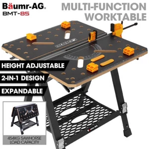 BAUMR-AG Portable Multifunction Workbench Work Table Sawhorse Height Adjustable - Picture 1 of 12