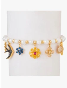 Anna CZ & Imitation Pearl Charm Bracelet EYE CANDY LOS ANGELES - Picture 1 of 7