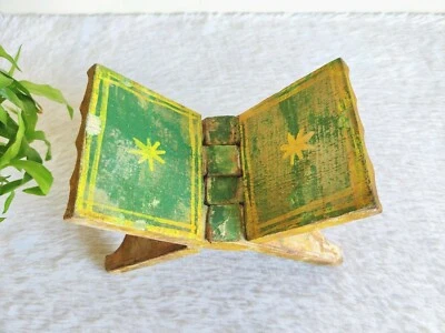 1920s Vintage Hand Painted Holy Book Keeping Folding Stand Wooden Decorative 7 - Image 1 of 4