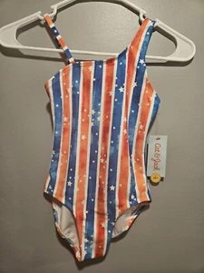 Cat & Jack Girl Size Small (6-6x) Stars & Stripes One Piece Swimsuit - Picture 1 of 6