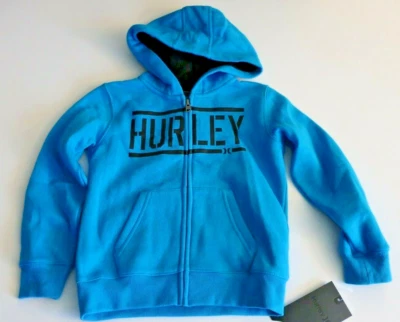 Moletom com capuz Hurley Little Boys 4 azul turquesa com zíper frontal novo com etiquetas - Imagem 1 de 2